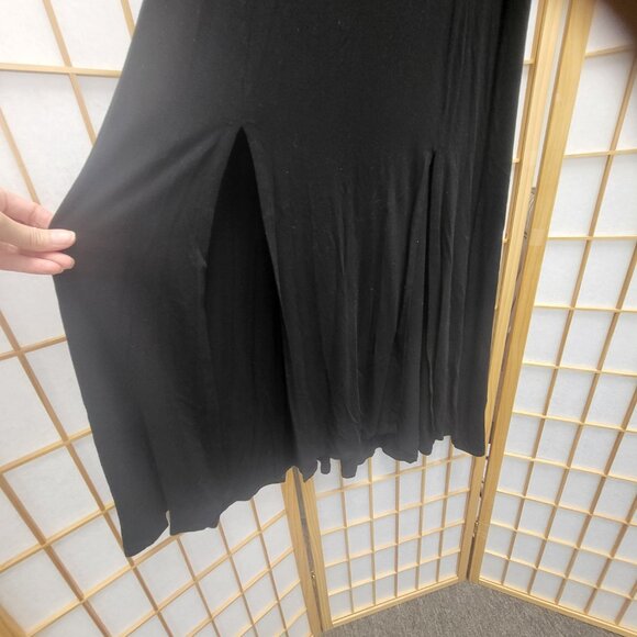 Torrid black knit car wash skirt maxi long slits EUC size 0 or large or 12 - Picture 2 of 8